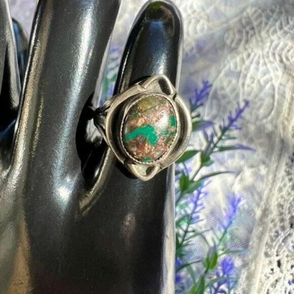 Vintage Natural Turquoise & Sterling Native Ring - Picture 1 of 11